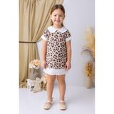 Kız Çocuk Bebe Yaka Leopar Desenli Şifon Elbise - Leopar Desenli - 7 Yaş