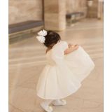 Kız Çocuk Bebek Gelinlik Abiye Beyaz Saten Karolin Elbise