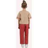 Kız Çocuk Bej Baskı Detaylı T-Shirt