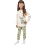 Kız Çocuk Bej Papağan Baskılı 2'li Pijama Takımı - 3 - 4 Yaş