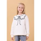 Kız Çocuk Bisiklet Yaka Baskılı Şardonlu Kışlık Sweatshirt