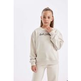 Kız Çocuk Bisiklet Yaka Baskılı Sweatshirt