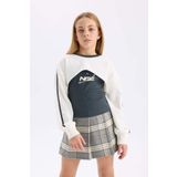 Kız Çocuk Bisiklet Yaka Dijital Baskılı Sweatshirt