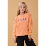 Kız Çocuk Bisiklet Yaka Kurabiye Nakışlı Sweatshirt