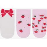 Kız Çocuk Bow Cherry Çok Renkli 3lü Patik Çorap - Beyaz - 35 - 37