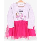 Kız Çocuk Breeze Uzun Kollu Elbise Unicorn Açık Gri Melanj (1.5-5 Yaş) - 1,5 Yaş