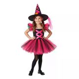 Kız Çocuk Cadı Kostümü – Halloween Parti Elbisesi Şapkalı Set TRD-CDI-003