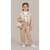 Kız Çocuk Ceket Pantolon Çanta Takım - Açık Kahverengi - 3 Yaş