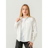 Kız Çocuk Cep Dantelli Gömlek T-Shirt Ikili Takım 1803 - Beyaz - 5 Yaş