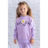 Kız Çocuk Çiçek Aksesuarlı Sweatshirt - Lila - 1 - 2 Yaş