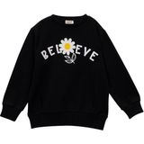 Kız Çocuk Çicek Aksesuarlı Sweatshirt - Siyah - 5 - 6 Yaş