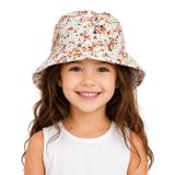 Kız Çocuk Çiçek Desenli Bucket/Balıkçı Kova Şapka 4-8 Yaş