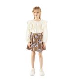 Kız Çocuk Çiçek Desenli Camel Etek 6 Yaş (116 cm)