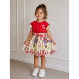 Kız Çocuk Çiçek Desenli Elbise – 3-6 Yaş Turuncu Üst & Floral Etek Yazlık Elbise - 5 Yaş - 454-Turuncu