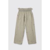 Kız Çocuk Çiçek Desenli Müslin Yeşil Pantolon 7 Yaş (122 cm)