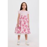 Kız Çocuk Çiçek Desenli Pembe Elbise 10 Yaş (140 cm)