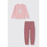 Kız Çocuk Çiçek Desenli Pembe Pijama Takımı 4 Yaş (104 cm)