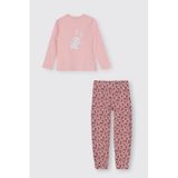 Kız Çocuk Çiçek Desenli Pembe Pijama Takımı 5 Yaş (110 cm)