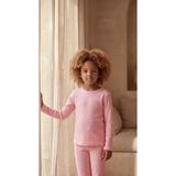 Kız Çocuk Çiçek Desenli Pijama Takımı Koyu Pembe