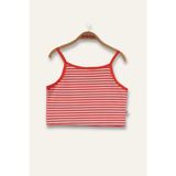 Kız Çocuk Crop Çizgili Atlet - Coral Çizgili - 11 - 12 Yaş