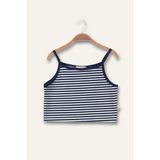 Kız Çocuk Crop Çizgili Atlet - Lacivert Çizgili - 9 - 10 Yaş