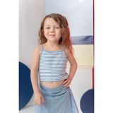 Kız Çocuk Crop Çizgili Atlet - Mavi Çizgili - 9 - 10 Yaş