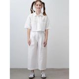 Kız Çocuk Crop Gömlek Poplin Pantolon Takım - 10 - 11 Yaş - Beyaz