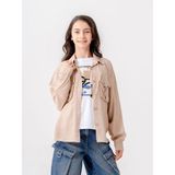 Kız Çocuk D Tokalı Ceket T-Shirt Ikili Takım 1806 - Bej - 11 Yaş