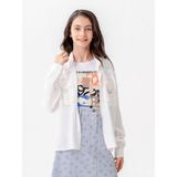 Kız Çocuk D Tokalı Ceket T-Shirt Ikili Takım 1806 - Beyaz - 10 Yaş