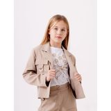 Kız Çocuk D Tokalı Ceket T-Shirt Ikili Takım 1903 - Bej - 11 Yaş