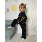 Kız Çocuk Denim Kumaş Ceket Jean Alt Üst Takım - Lacivert - 3 - 4 Yaş