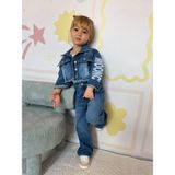 Kız Çocuk Denim Kumaş Ceket Jean Alt Üst Takım - Mavi - 2 - 3 Ay