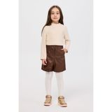 Kız Çocuk Deri Camel Şort 12 Yaş (152 cm)