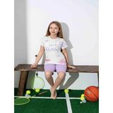 Kız Çocuk Desenli Lila Şortlu Pijama Takımı