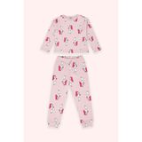 Kız Çocuk Desenli Pembe Pijama Takımı 3 Yaş (98 cm)