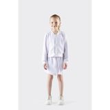 Kız Çocuk Dokulu Fermuarlı Beyaz Sweatshirt 11 Yaş (146 cm)