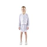 Kız Çocuk Dokulu Fermuarlı Beyaz Sweatshirt 5 Yaş (110 cm)