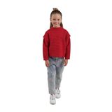 Kız Çocuk Dokulu Kırmızı Örme Triko 4 Yaş (104 cm)