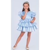 Kız Çocuk Eklenebilir Kuyruk Detaylı, Taçlı Aspendos Abiye Elbise M00758 - 3 - 4 Yaş - Mavi