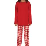 Kız Çocuk Ekose Desenli Pijama Takımı Kırmızı