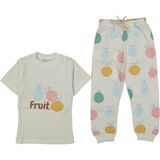 Kız Çocuk Ekru Meyve Baskılı Pijama Takımı - 6 - 7 Yaş