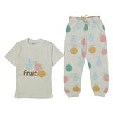 Kız Çocuk Ekru Meyve Baskılı Pijama Takımı