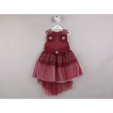 Kız Çocuk Elbise Tüllü - Bordo - 3 - 4 Yaş