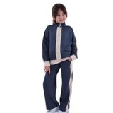Kız Çocuk Eşofman Takımı, 3-10 Yaş, Lacivert Krem, Fermuarlı Sweatshirt ve Pantolon, İki Parça, Spor Giyim (3-4 YAŞ)
