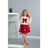 Kız Çocuk Etek Sweet Fiyonklu - 9 - 10 Yaş - Kırmızı - Bej