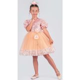 Kız Çocuk Etek Ucu Pullu Venna Abiye Elbise M00761 - 8 Yaş - Somon