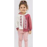 Kız Çocuk Fearless Yazı Desenli Etek Ucu Asimetrik Kesim Detay Gül Kurusu Renk Kapüşonlu Sweatshirt - 2 Yaş