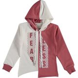 Kız Çocuk Fearless Yazı Desenli Etek Ucu Asimetrik Kesim Detay Gül Kurusu Renk Kapüşonlu Sweatshirt - 2 Yaş