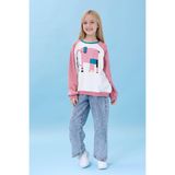 Kız Çocuk Fil Baskılı Bisiklet Yaka Oversize Mevsimlik Sweatshirt