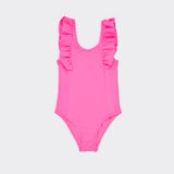 Kız Çocuk Fırfır Detaylı Mayo Pembe Pembe 8-9 Yaş